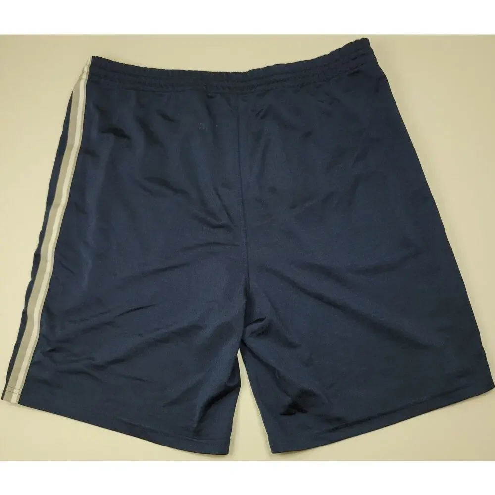 REEBOK Sport Shorts Blue White Gray Trim Drawstring Pockets 36
